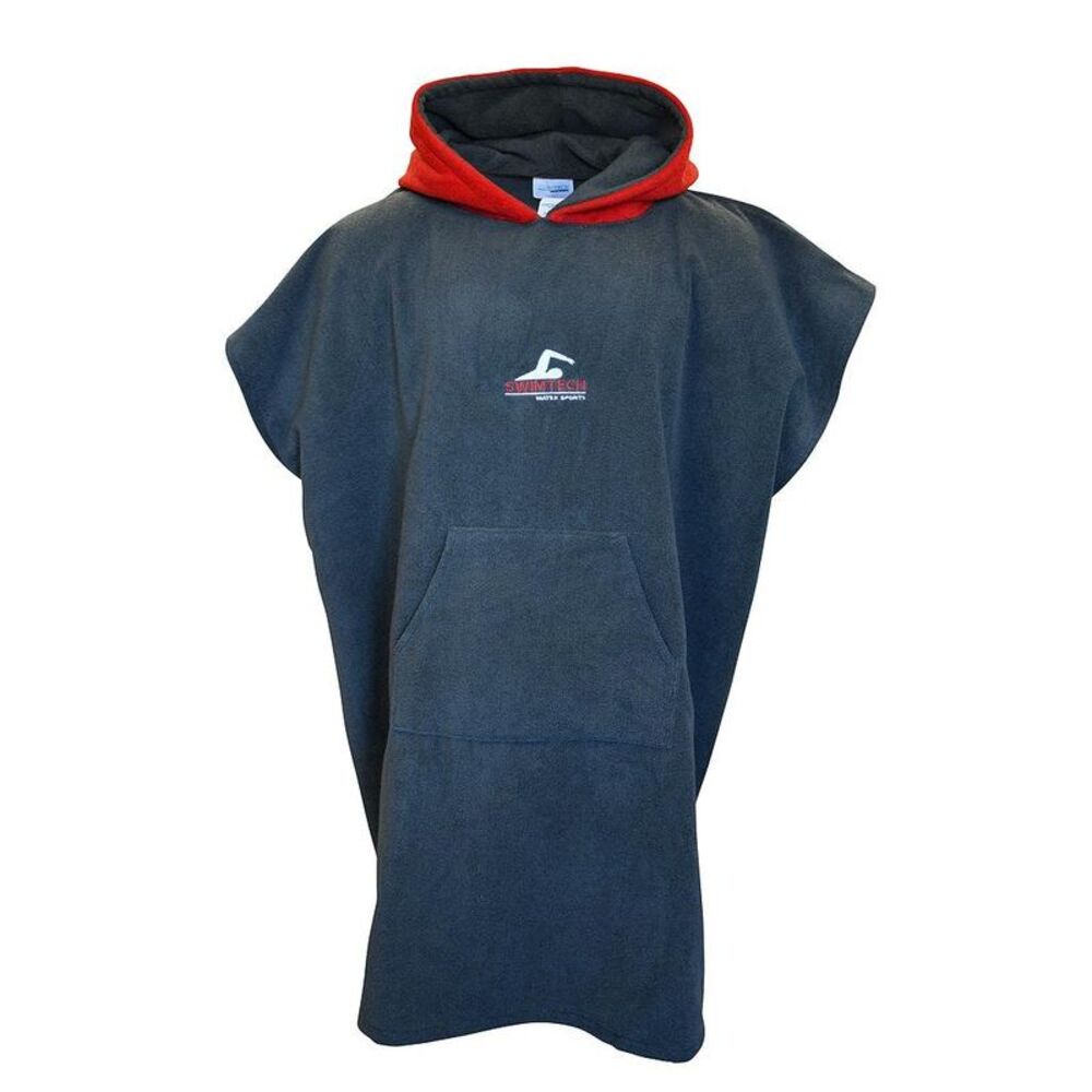 SwimTech Unisex Adult Microfiber Poncho / Gray/Red